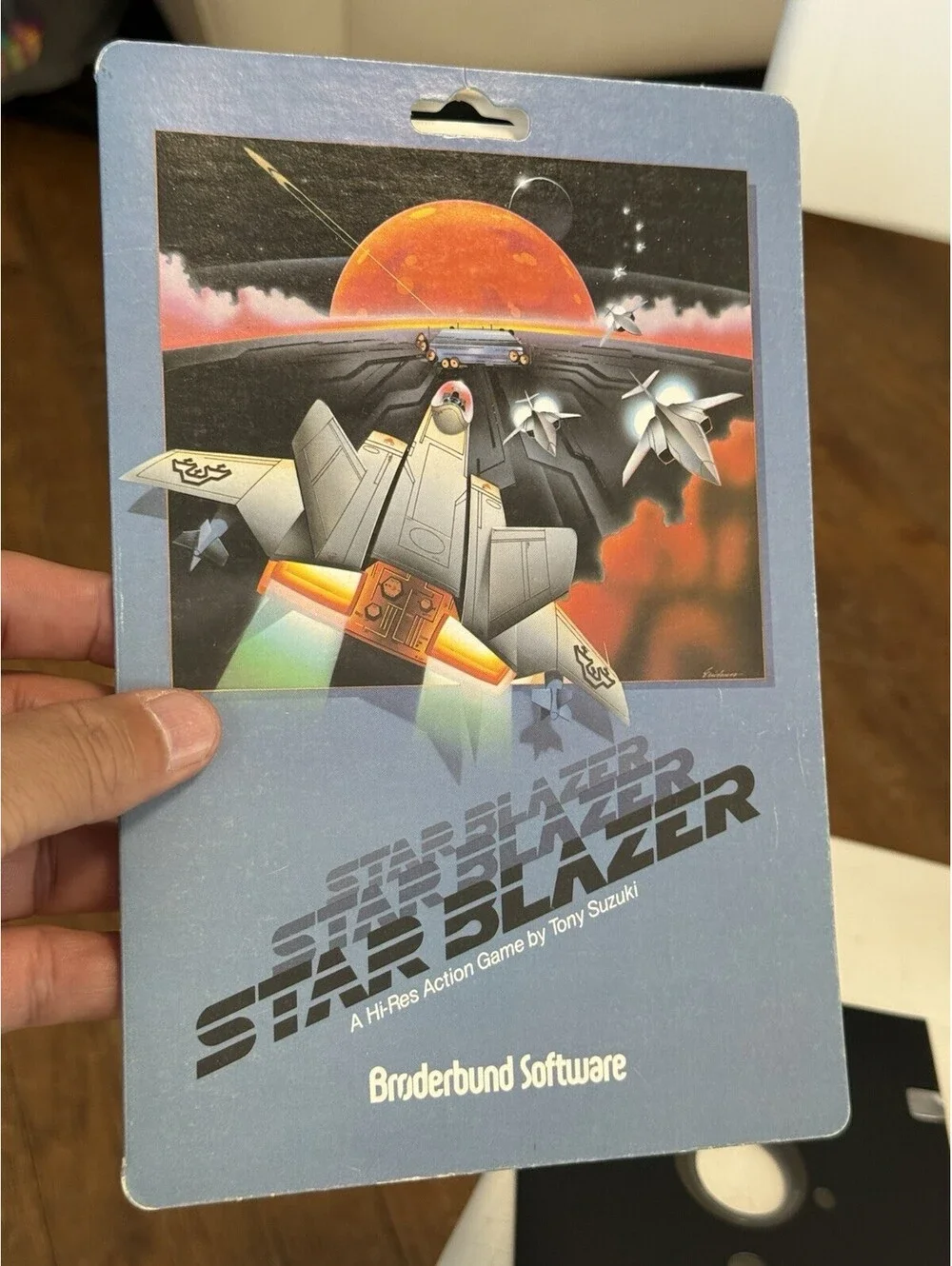 Star Blazer Broderbund Software Hi-Res Action Game for Apple II+ plus computers